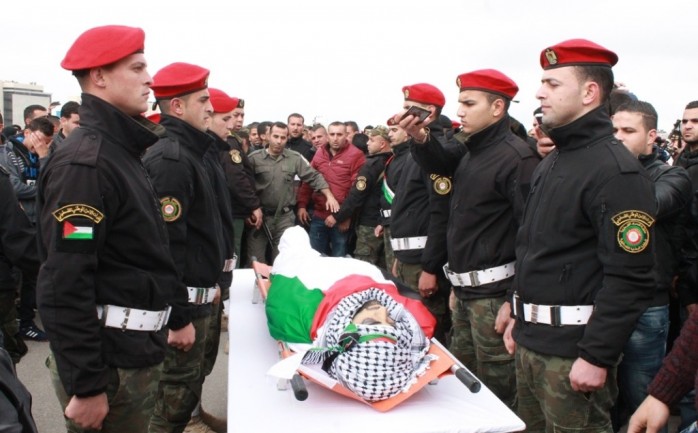 جانب الجنازة العسكرية لشهيد الواجب المساعد حسن علي ابو الحج، بحضور قادة الأجهزة الامنية.
