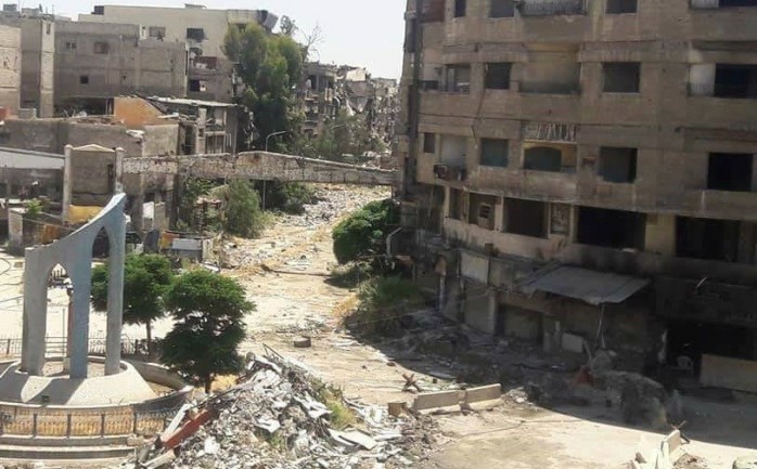 جانب من الدمار في مخيم اليرموك بسوريا